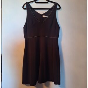 Halston Heritage Black V-Neck Empire Waist A-Line Mini Dress Size 14